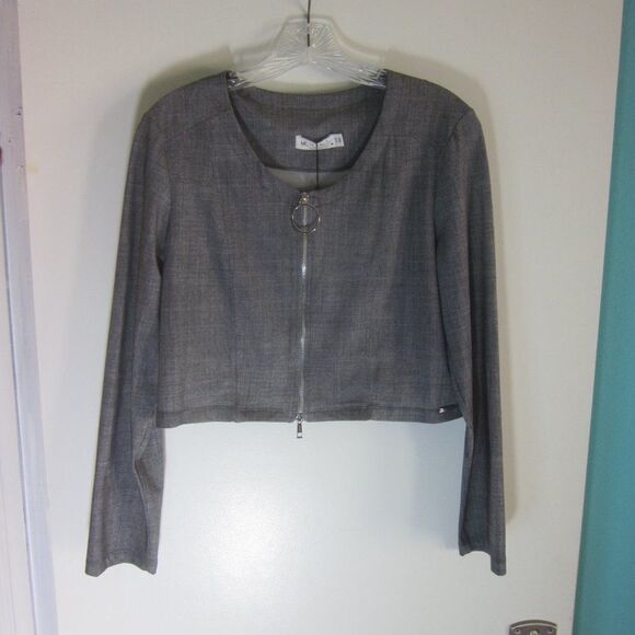 NEW! MC Planet Womens Size S Gray Cropped Jacket Full Zip Front 36" Bust NWT - Picture 3 of 15
